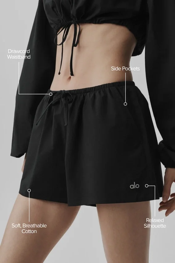 Pantalones cortos de algodón High-Waist Real Deal - Negro