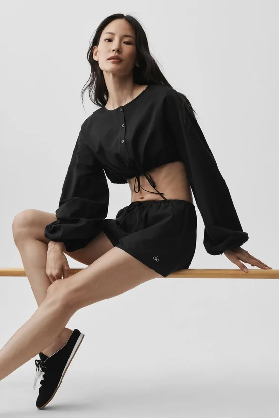 Pantalones cortos de algodón High-Waist Real Deal - Negro