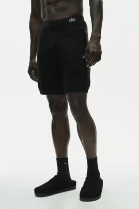 Pantalones cortos de algodón y cachemira Ever Soft de 7" — Negro