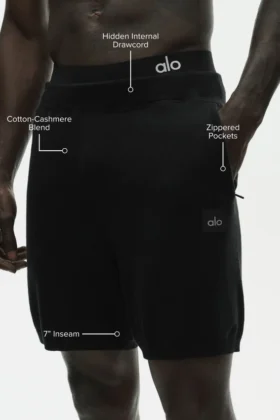 Pantalones cortos de algodón y cachemira Ever Soft de 7″ — Negro