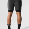 Pantalones cortos de alto rendimiento Conquer React 2 en 1 - Antracita/Negro
