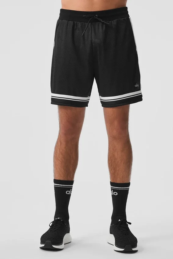 Pantalones cortos de baloncesto de malla Key de 7" - Negro