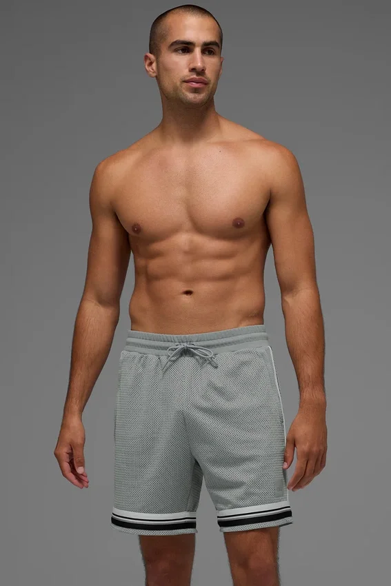 Pantalones cortos de baloncesto Key Mesh de 7" - Gris lunar
