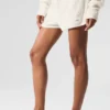 Pantalones cortos de cachemira High-Waist con tejido tipo waffle mullido - Marfil