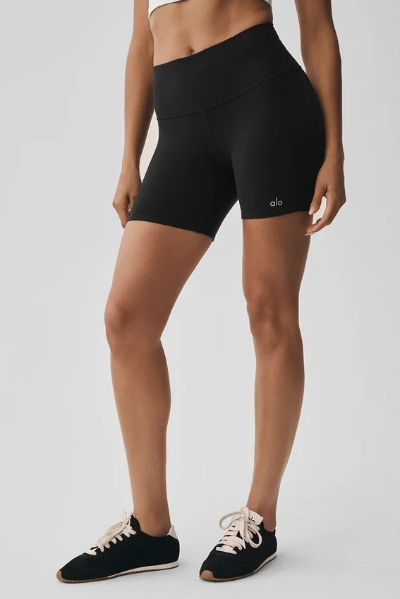 Pantalones cortos de ciclista High-Waist Airbrush de 5" - Negro