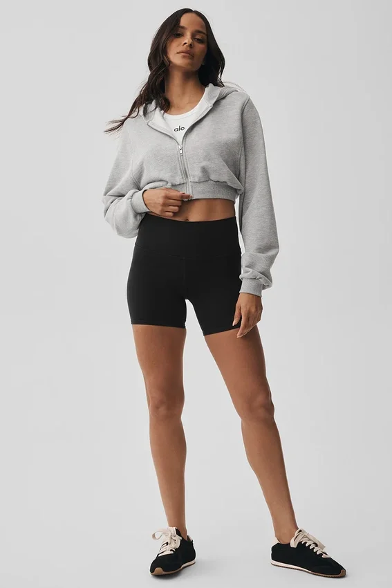 Sudadera con capucha y cremallera Sweet Escape - Gris jaspeado deportivo