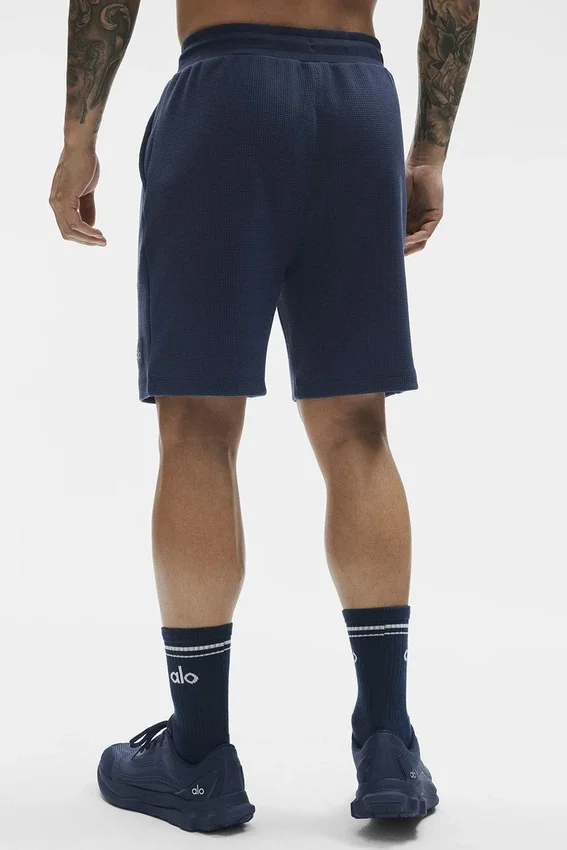 Pantalones cortos de descanso de punto waffle de 7" - Azul marino