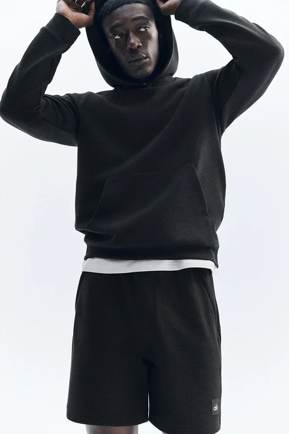 Pantalones cortos de descanso Waffle de 7" - Negro