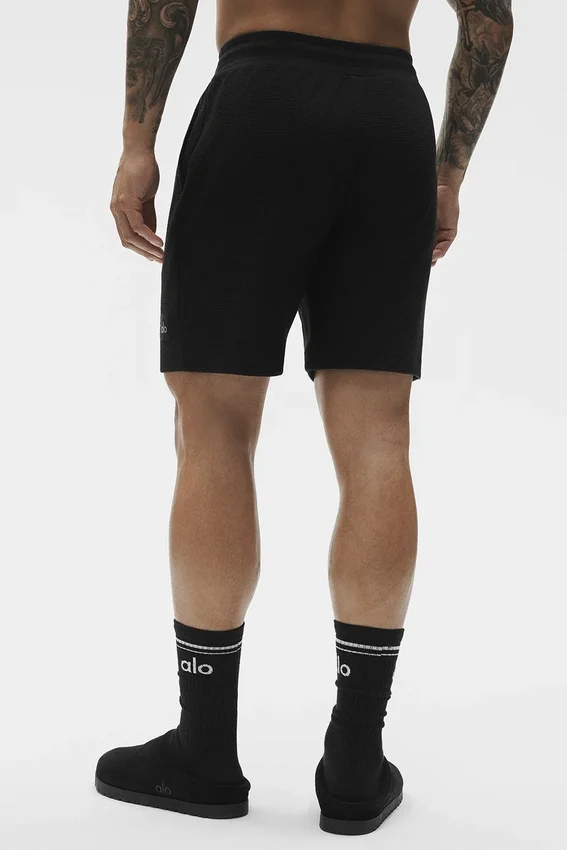 Pantalones cortos de descanso Waffle de 7" - Negro