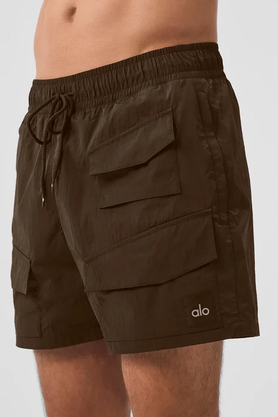 Pantalones cortos de excursión de nailon arrugado de 7" - Espresso