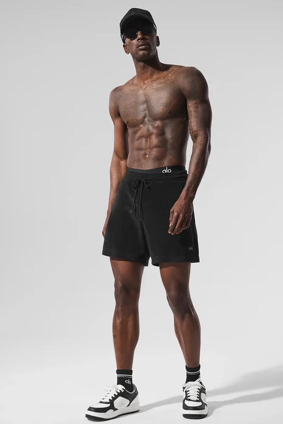 Pantalones cortos de felpa costera de 7" — Negro