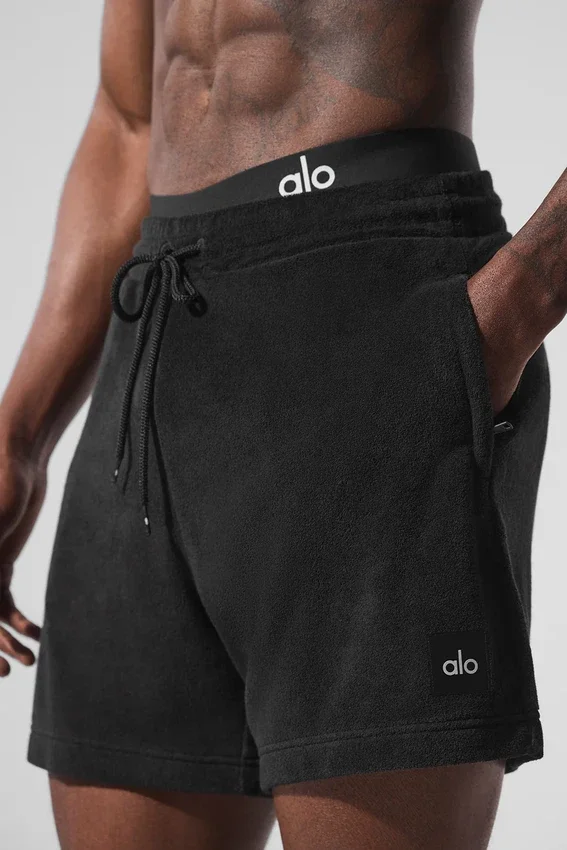 Pantalones cortos de felpa costera de 7" — Negro