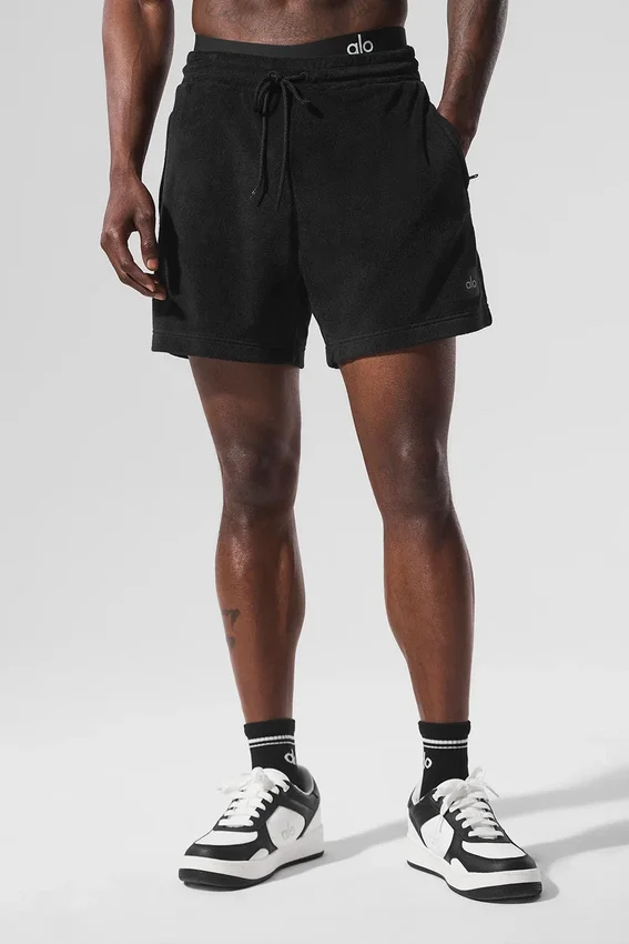 Pantalones cortos de felpa costera de 7" — Negro
