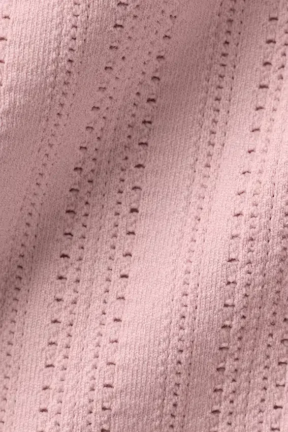Pantalones cortos de manga corta con cuello alto sin costuras de punto Pointelle - Rosa vintage