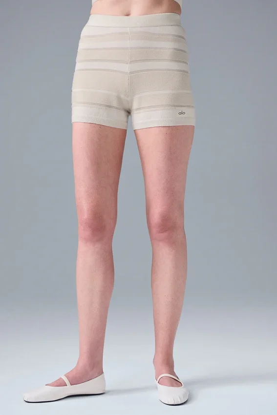 Pantalones cortos de punto High-Waist Sport Play - Marfil/Alabastro