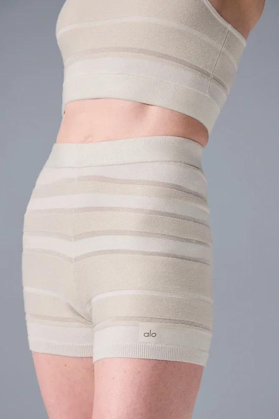 Pantalones cortos de punto High-Waist Sport Play - Marfil/Alabastro