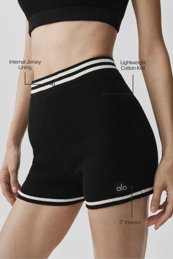 Pantalones cortos de punto Tennis Club Sweater Knit — Negro/Marfil