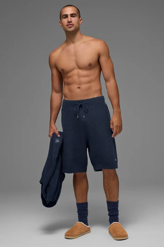 Pantalones cortos de punto tipo jersé Sports Club de 7" - Azul marino