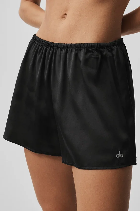 Pantalones cortos de seda luminosa - Negro