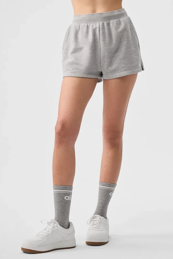 Pantalones cortos de sudadera discretos — Gris jaspeado deportivo