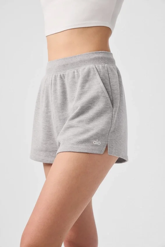 Pantalones cortos de sudadera discretos — Gris jaspeado deportivo