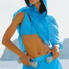 Pantalones cortos de talle medio Go Time — Azul celeste