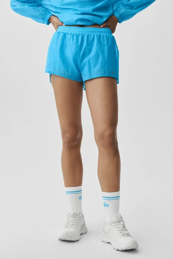 Pantalones cortos de talle medio Go Time — Azul celeste