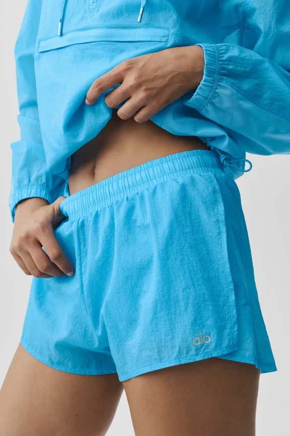 Pantalones cortos de talle medio Go Time — Azul celeste