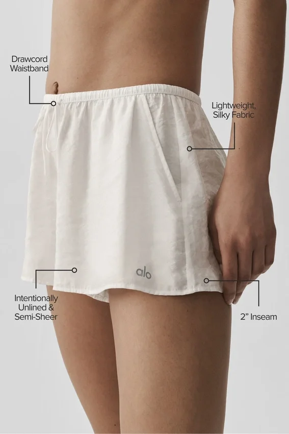 Pantalones cortos de talle medio Golden Hour semitransparentes - Marfil
