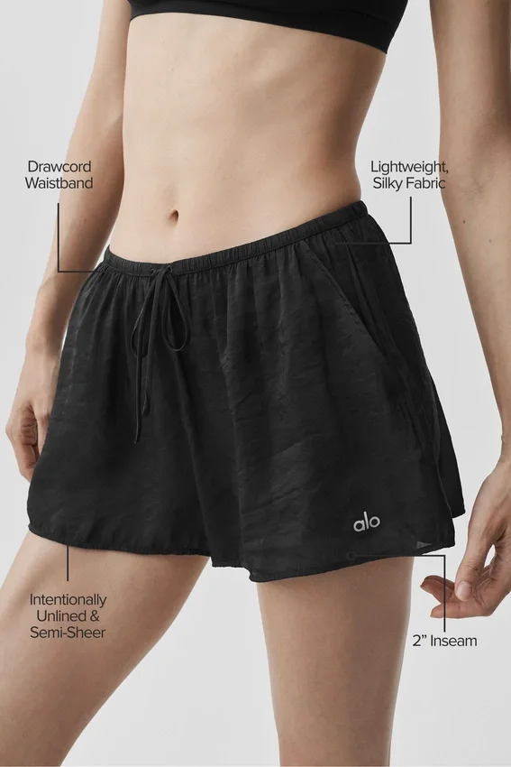 Pantalones cortos de talle medio Golden Hour semitransparentes - Negro