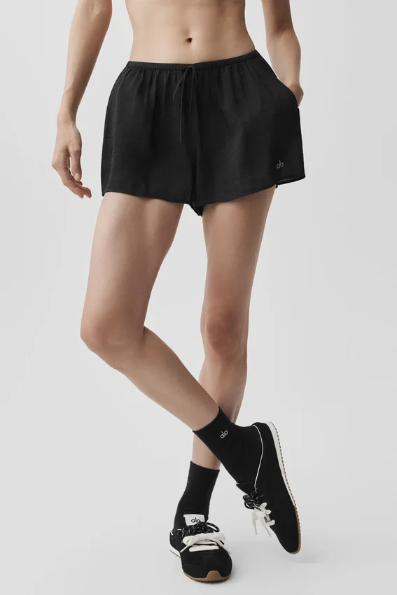 Pantalones cortos de talle medio Golden Hour semitransparentes - Negro