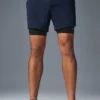 Pantalones cortos deportivos Conquer React 2 en 1 - Azul marino/Negro