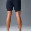 Pantalones cortos deportivos Conquer React 2 en 1 - Azul marino/Negro