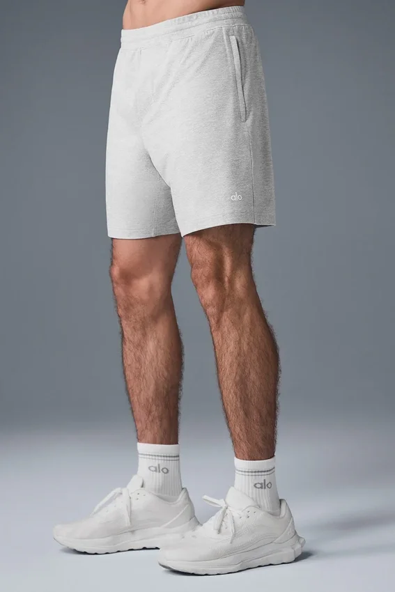 Pantalones cortos deportivos Conquer React de 7" - Gris jaspeado deportivo