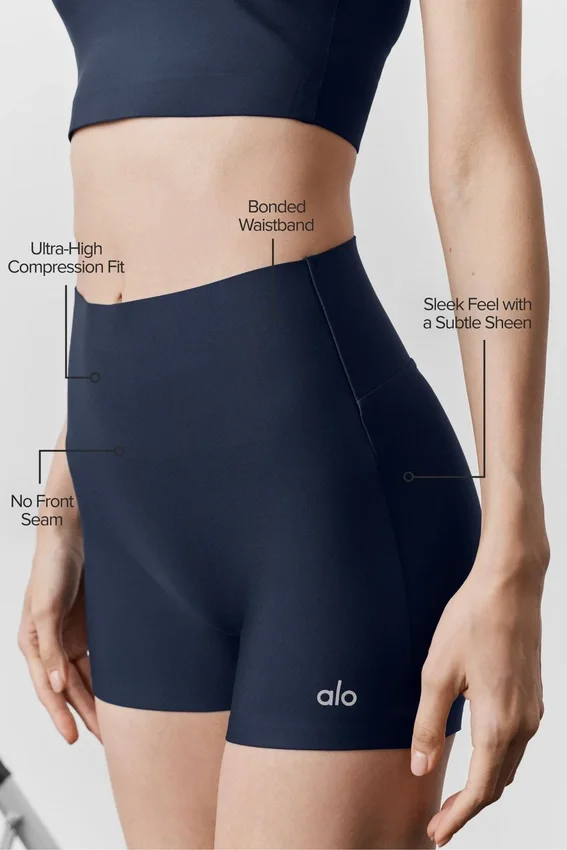 Pantalones cortos elegantes High-Waist Airlift de 3" - Azul marino