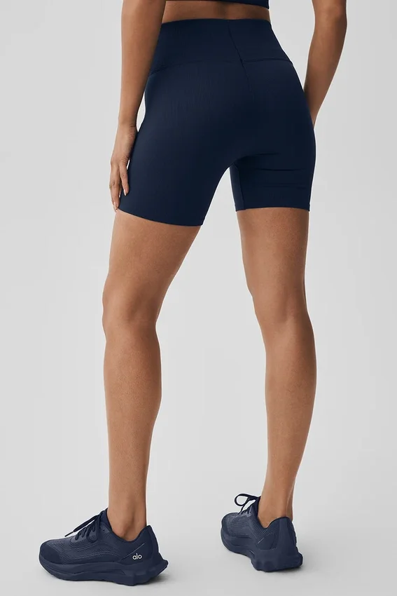 Pantalones cortos «Favorite» de 5" sin costuras y con tejido acanalado - Azul marino