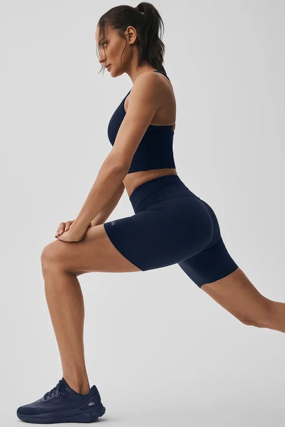 Pantalones cortos «Favorite» de 5" sin costuras y con tejido acanalado - Azul marino
