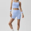Pantalones cortos «Favorite» de 5" sin costuras y con tejido acanalado - Azul Provenza claro