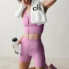 Pantalones cortos favoritos de 5" con tejido acanalado sin costuras - Rosa corazón de caramelo