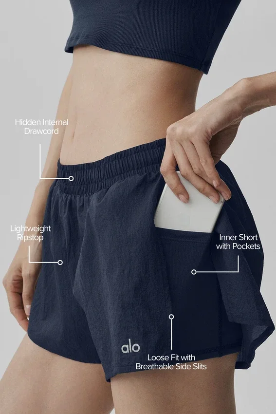Pantalones cortos Go Time de talle medio - Azul marino