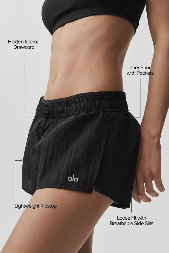 Pantalones cortos Go Time de talle medio - Negro