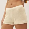 Pantalones cortos Heatwave de seda y cachemira de talle medio - Beige arena