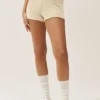 Pantalones cortos Heatwave de seda y cachemira de talle medio - Beige arena
