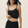 Camiseta de tirantes corta Heat Wave de seda y cachemira - Negro