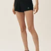 Pantalones cortos Heatwave de seda y cachemira de talle medio - Negro