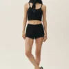 Camiseta de tirantes corta Heat Wave de seda y cachemira - Negro