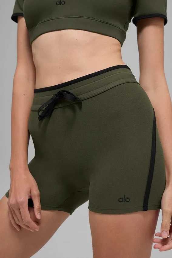 Pantalones cortos High-Waist Airbrush Race Pace de 4" - Verde oliva/Negro