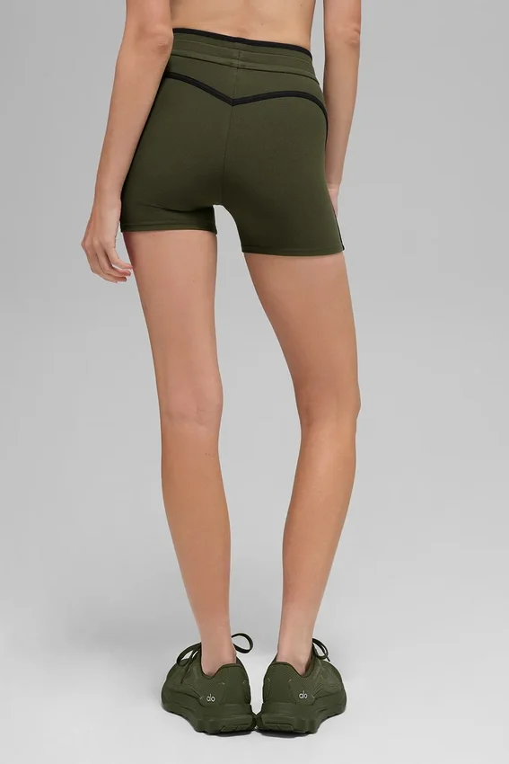 Pantalones cortos High-Waist Airbrush Race Pace de 4" - Verde oliva/Negro