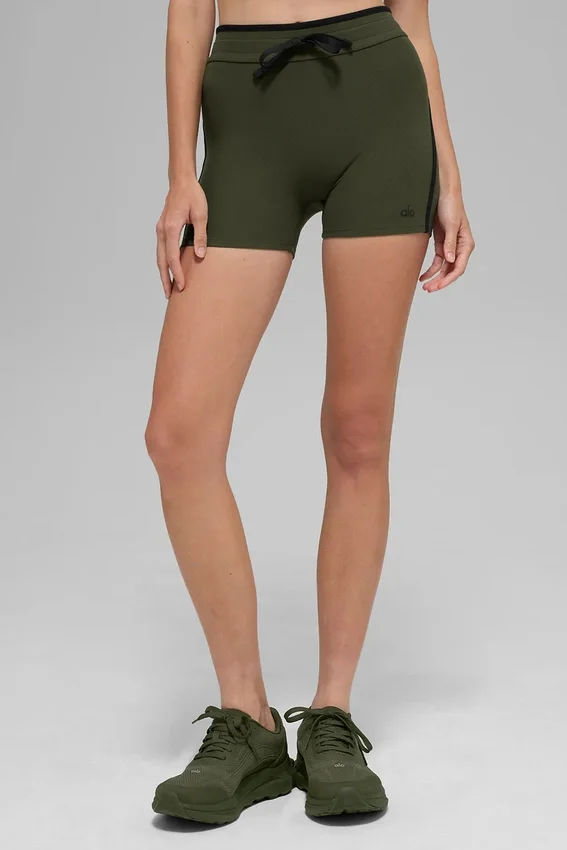Pantalones cortos High-Waist Airbrush Race Pace de 4" - Verde oliva/Negro