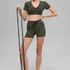Pantalones cortos High-Waist Airbrush Race Pace de 4" - Verde oliva/Negro